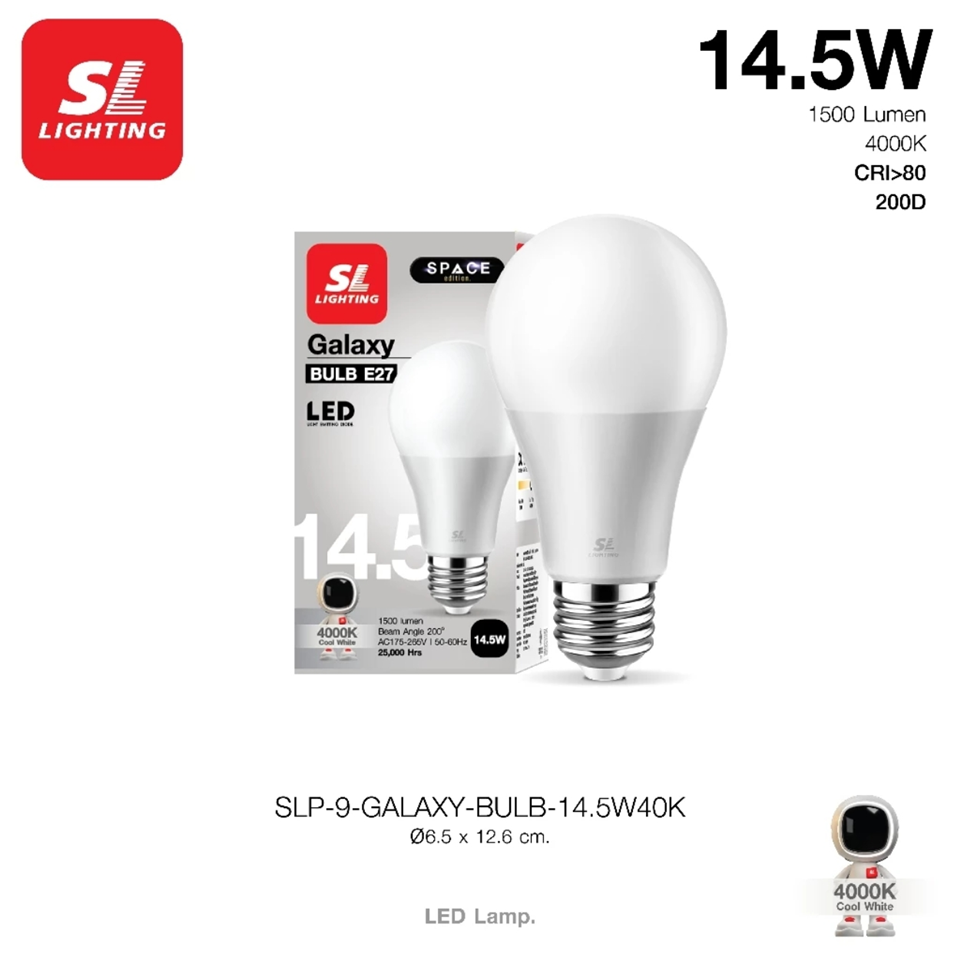 #SL 9-GALAXY-BULB-14.5W4000K หลอดไฟ LED A65 รุ่น GALAXY 14.5W 4000K IP20