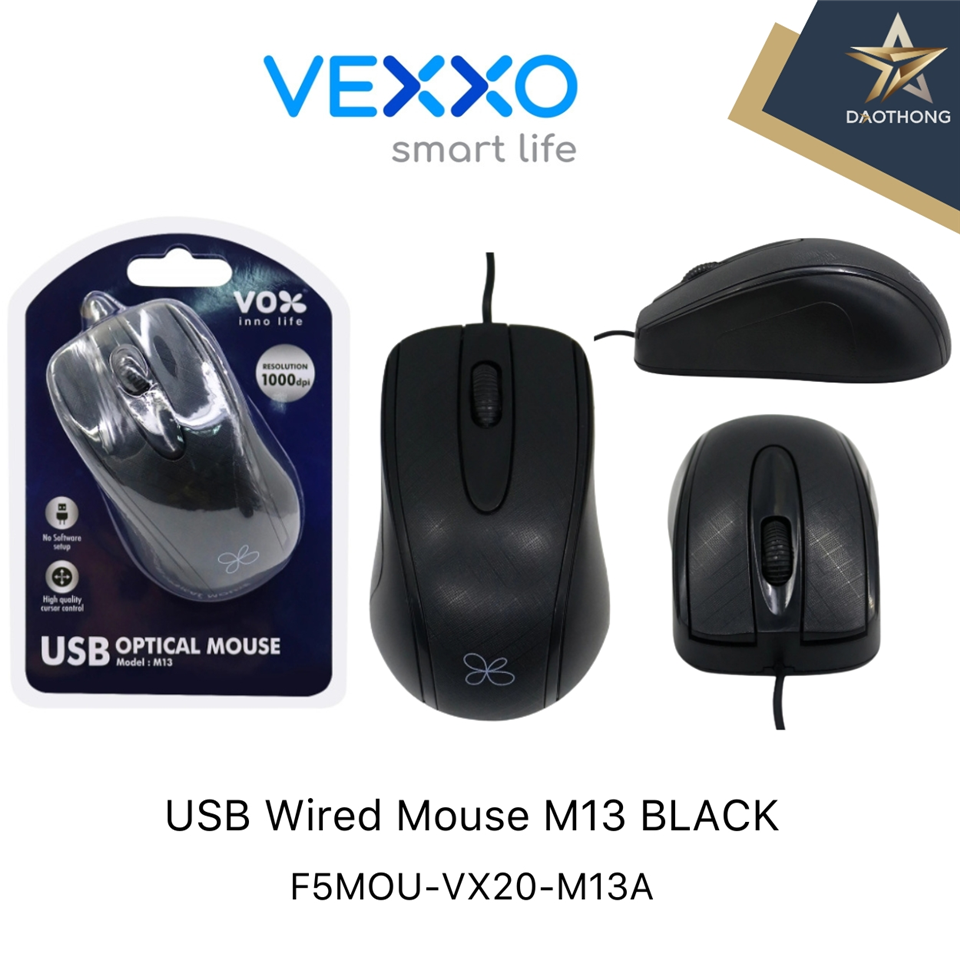 #VEXXO USB Wired Mouse M13 Black