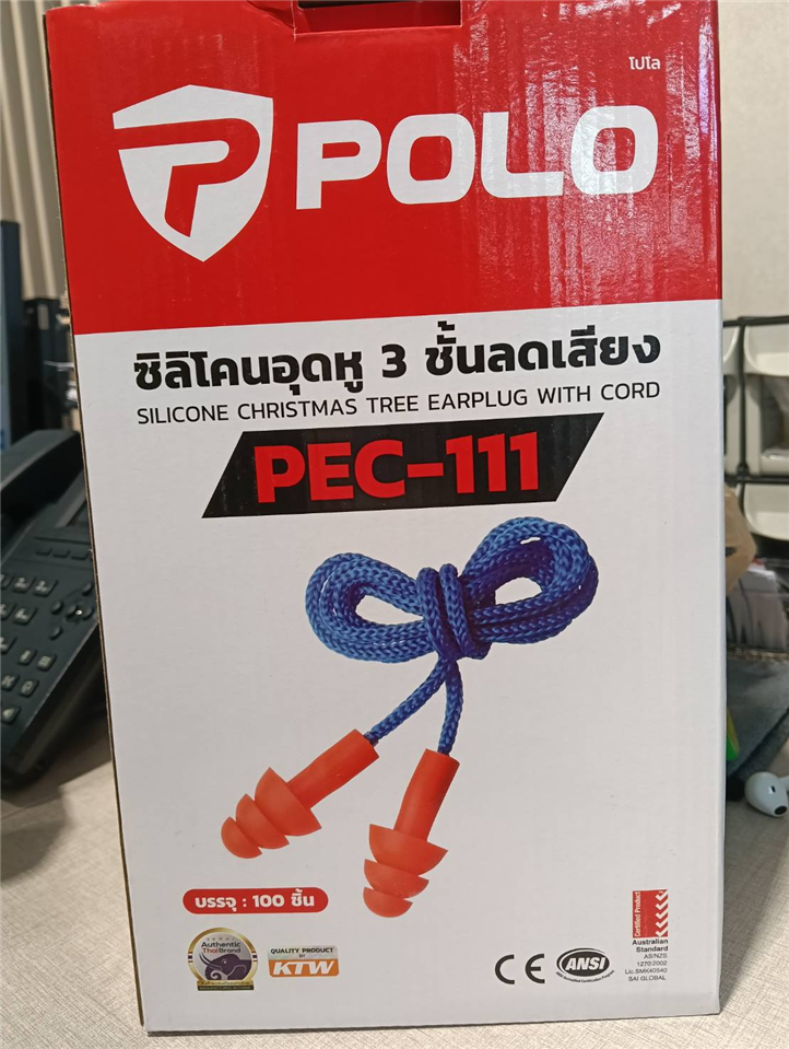 #POLO ที่อุดหูซิลิโคน 3 ชั้น พร้อมสาย รุ่น PEC-111