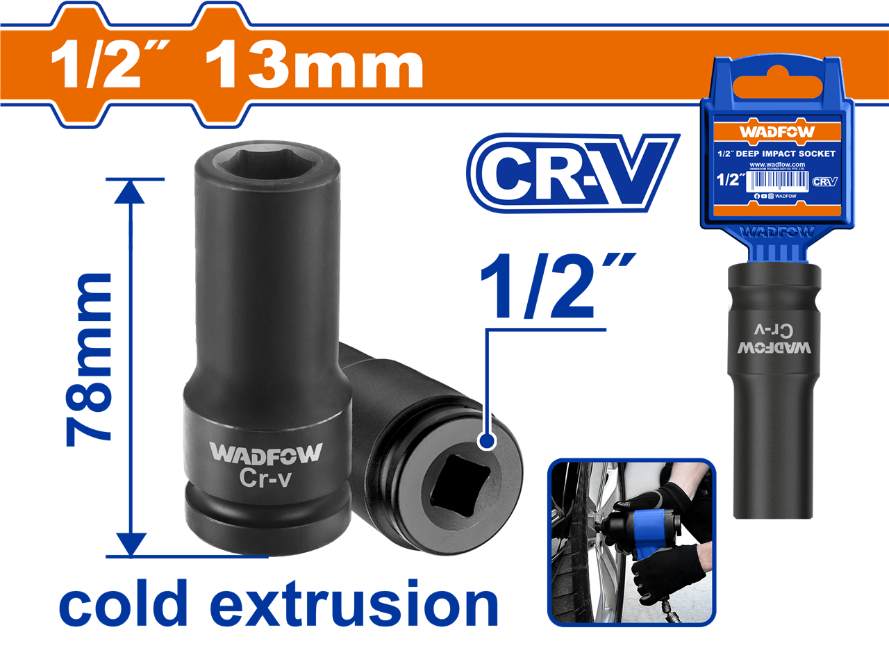 #WADFOW ลูกบล็อกลมยาว 1/2นิ้วx13mm CR-V WMS3213